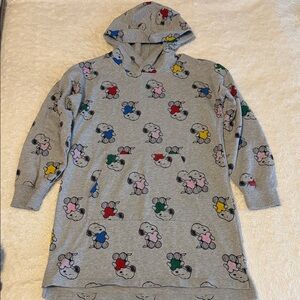 Hanna Andersson Girls Size 8 Gray Tunic Length Hoodie with Snoopy Heart Print